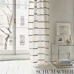 STRIPE APPLIQUÉ SHEER fabric GREY color by Schumacher