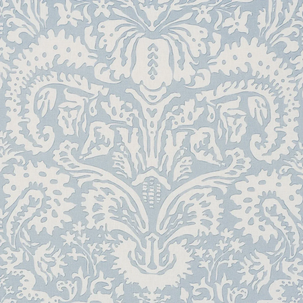 SUFFOLK DAMASK fabric BLUE color by Schumacher