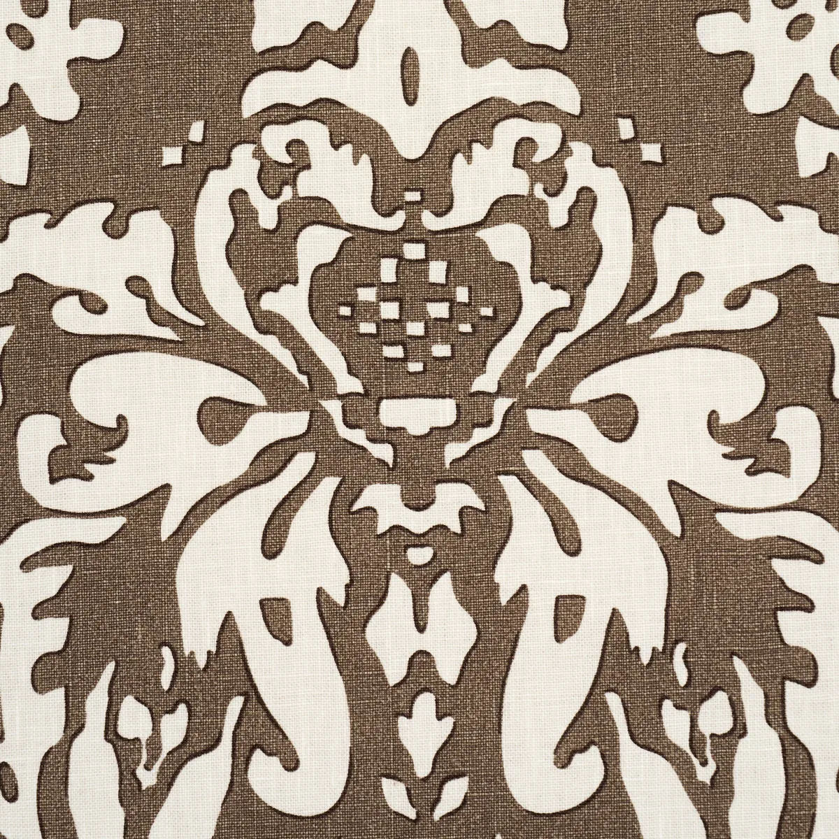 SUFFOLK DAMASK fabric BROWN color by Schumacher