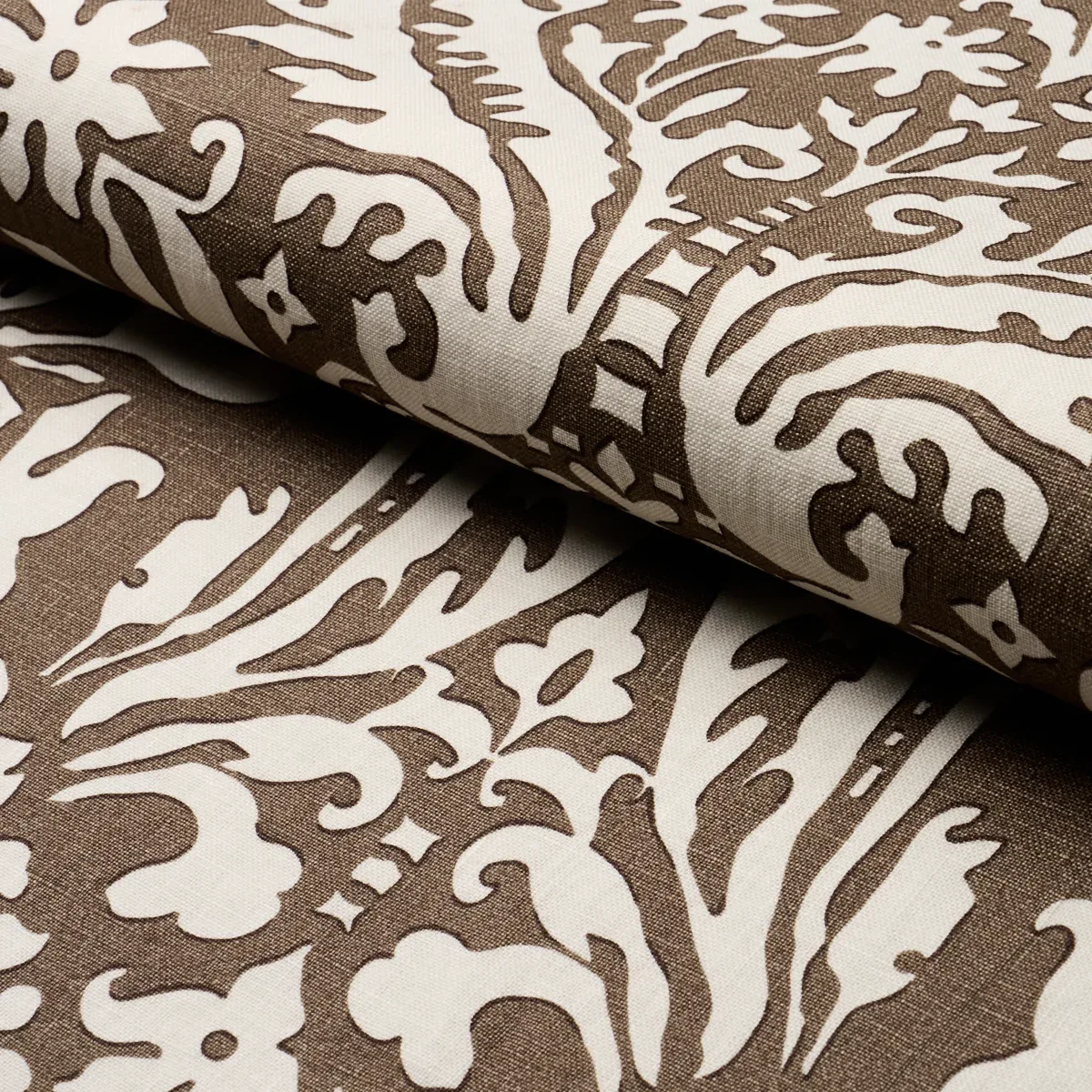 SUFFOLK DAMASK fabric BROWN color by Schumacher