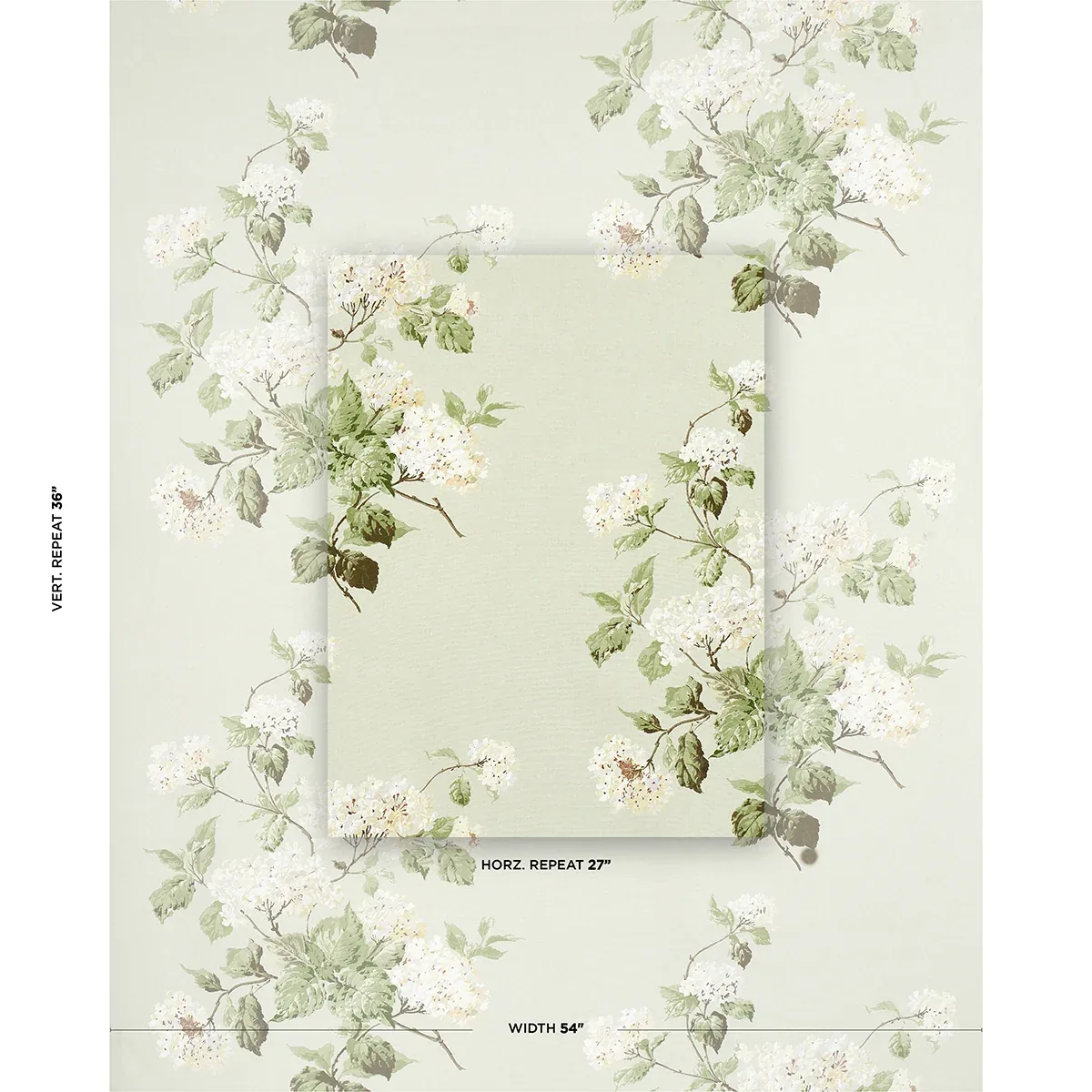 SUMMER HYDRANGEA Fabric – CELADON | Schumacher | Wallpaper T SUMMER HYDRANGEA fabric CELADON color by Schumacher