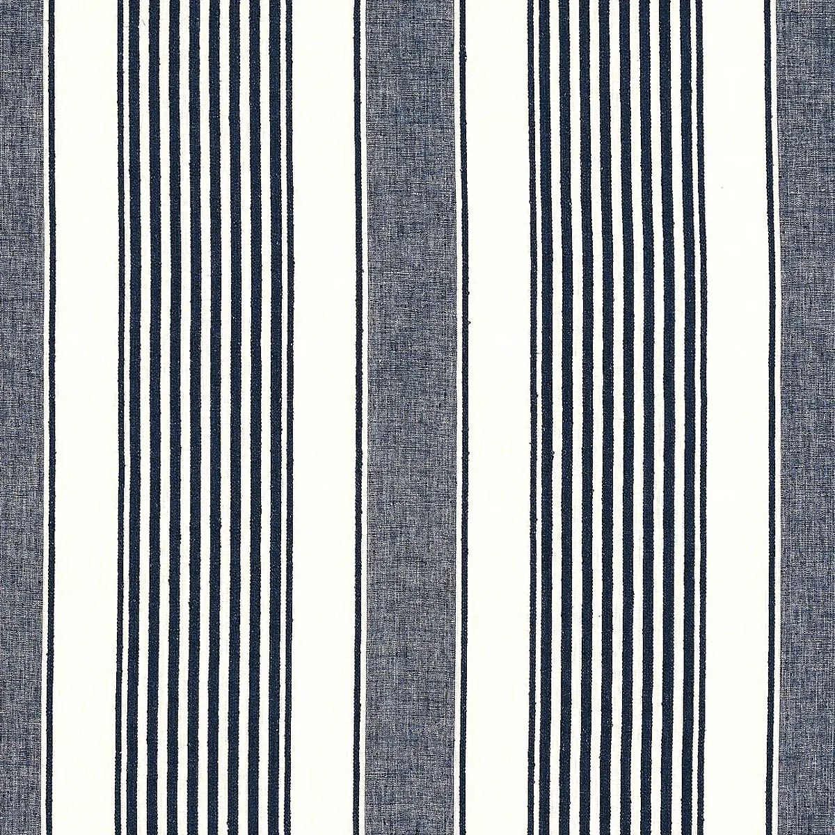 SUMMERVILLE LINEN STRIPE fabric NAVY color by Schumacher