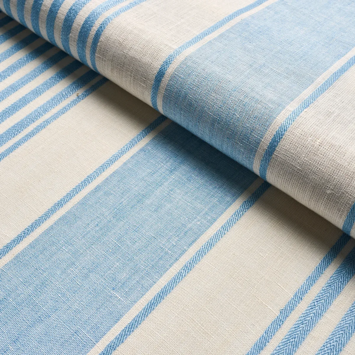 SUMMERVILLE LINEN STRIPE fabric SKY color by Schumacher