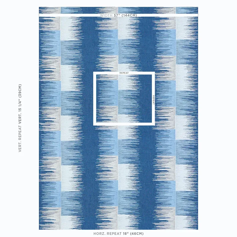 SUNBURST STRIPE EMBROIDERY fabric BLUES color by Schumacher
