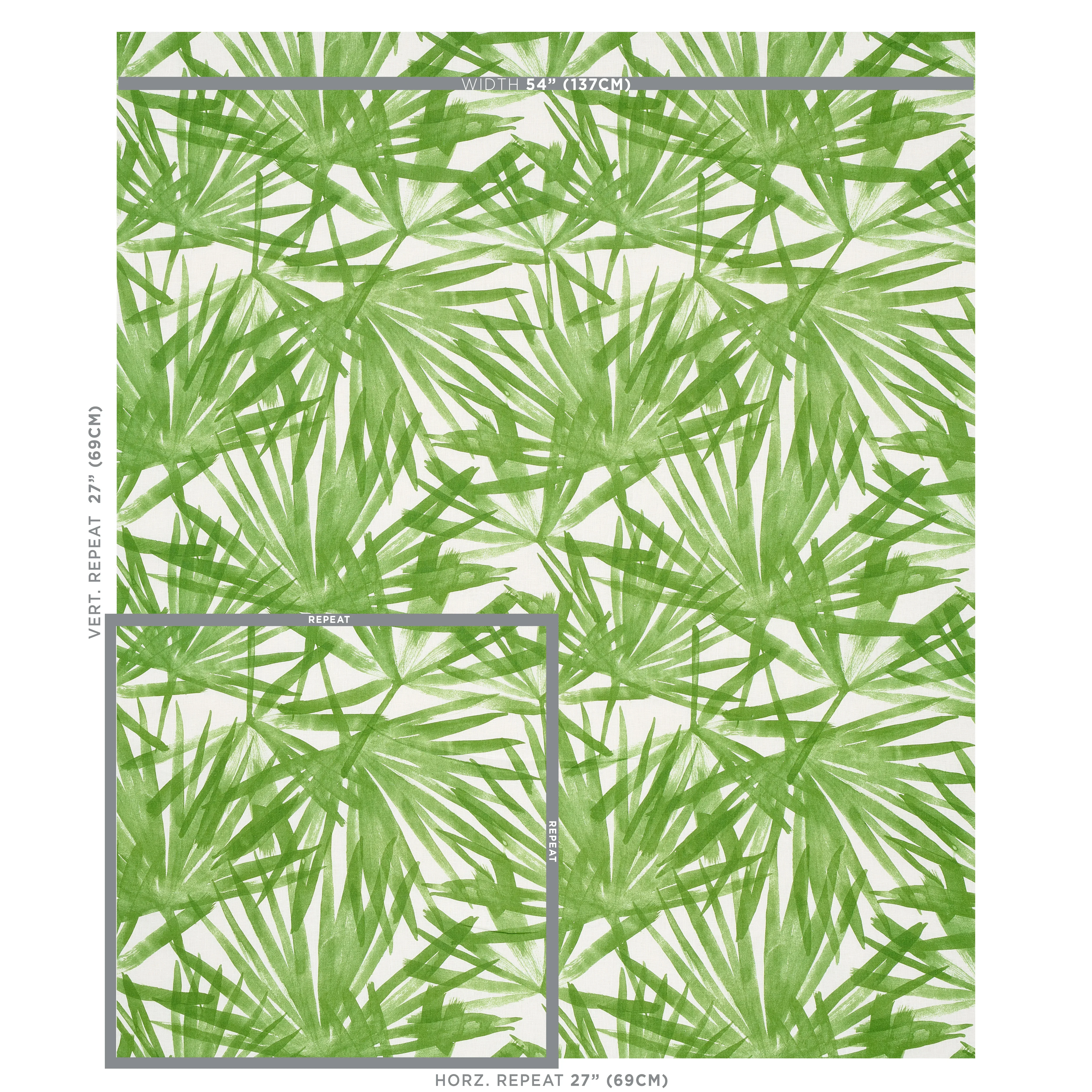 SUNLIT PALM LINEN fabric GREEN color by Schumacher