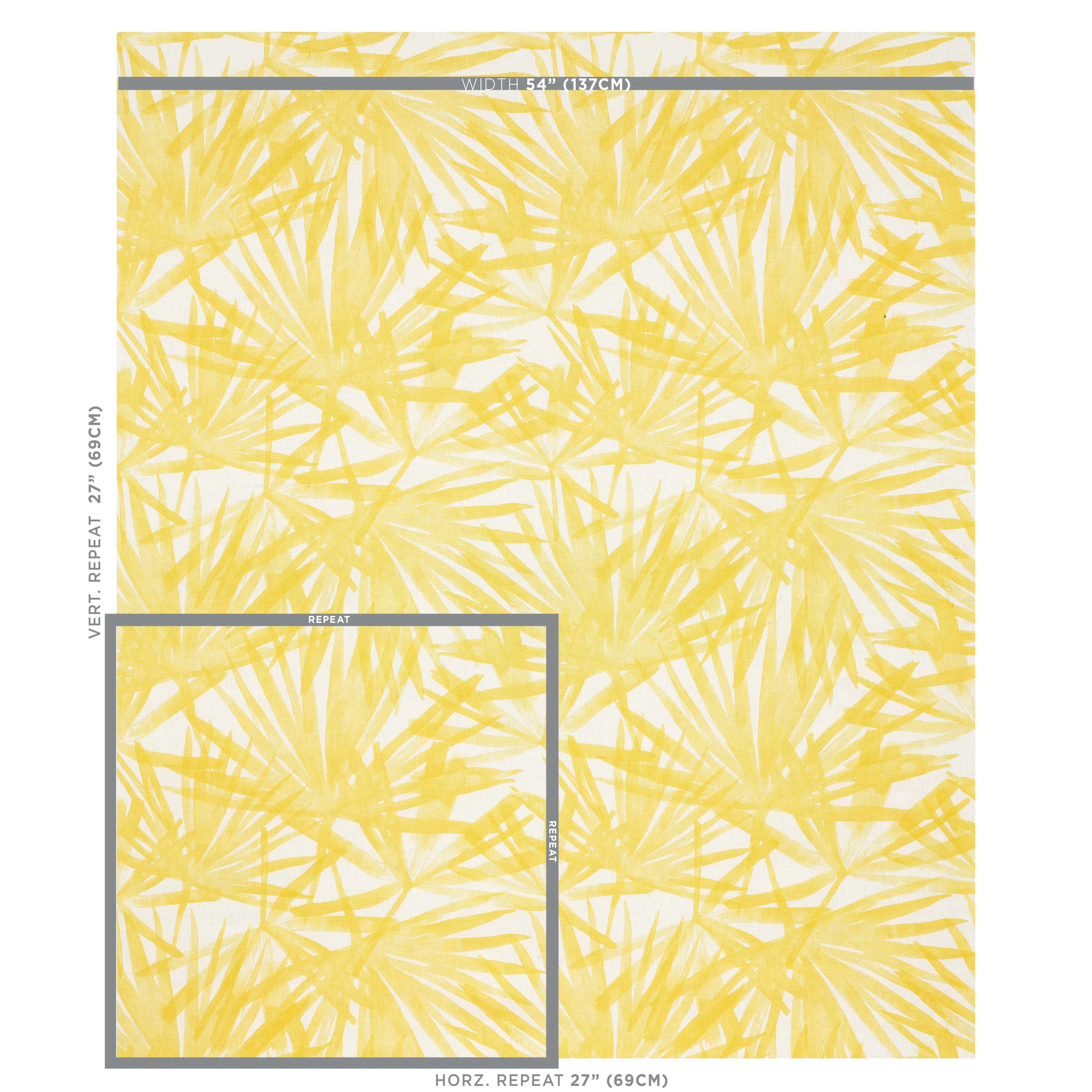 SUNLIT PALM LINEN fabric YELLOW color by Schumacher