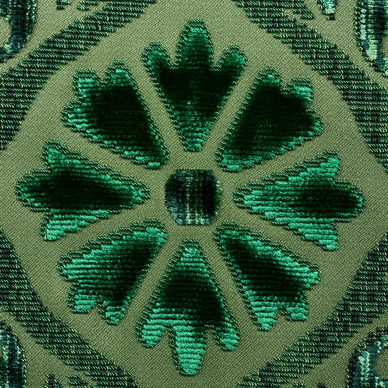 SUZANI STRIE VELVET fabric EMERALD color by Schumacher
