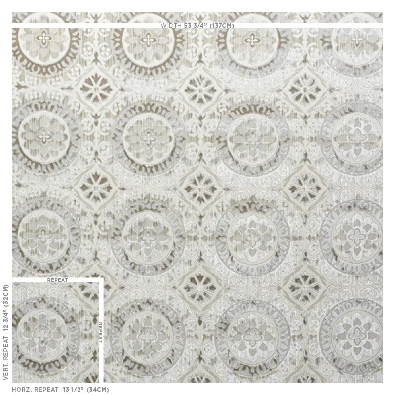 SUZANI STRIE VELVET fabric PEARL color by Schumacher
