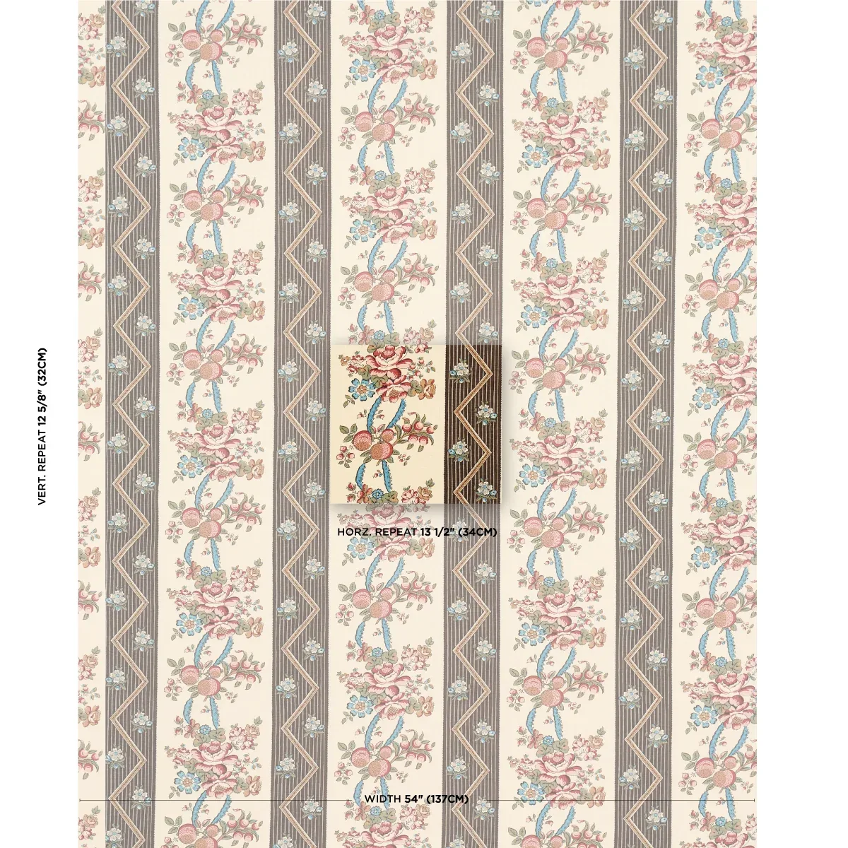 SYLVAIN FLORAL STRIPE Fabric – NOIR | Schumacher | Wallpaper SYLVAIN FLORAL STRIPE fabric NOIR color by Schumacher
