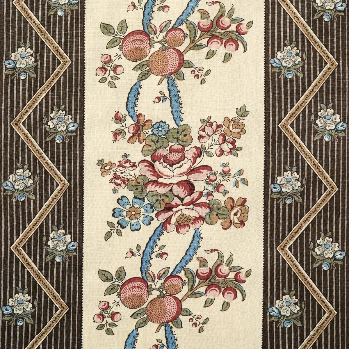 SYLVAIN FLORAL STRIPE Fabric – NOIR | Schumacher | Wallpaper SYLVAIN FLORAL STRIPE fabric NOIR color by Schumacher