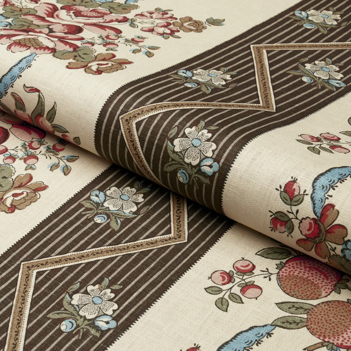 SYLVAIN FLORAL STRIPE Fabric – NOIR | Schumacher | Wallpaper SYLVAIN FLORAL STRIPE fabric NOIR color by Schumacher