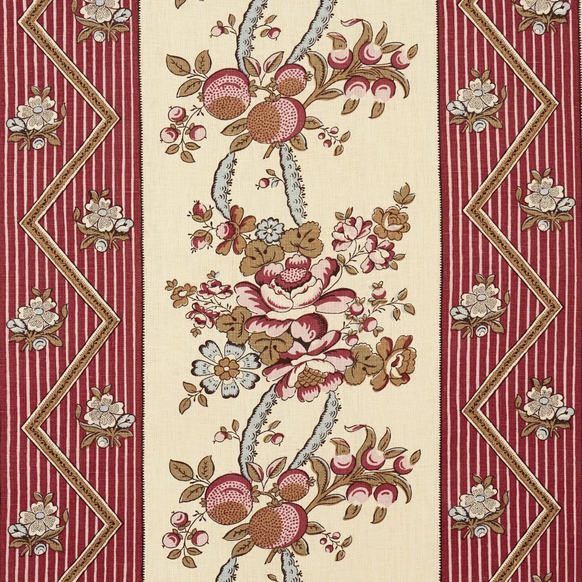 SYLVAIN FLORAL STRIPE Fabric – ROUGE | Schumacher | Wallpape SYLVAIN FLORAL STRIPE fabric ROUGE color by Schumacher