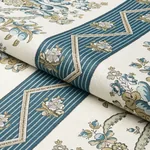 SYLVAIN FLORAL STRIPE fabric TEAL color by Schumacher