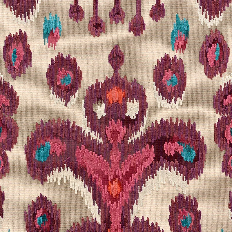 TABRIZ IKAT VELVET Fabric – AUBERGINE | Schumacher | Wallpap TABRIZ IKAT VELVET fabric AUBERGINE color by Schumacher
