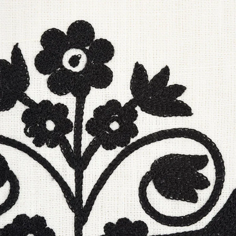 TALITHA EMBROIDERY Fabric – BLACKWORK | Schumacher | Wallpap TALITHA EMBROIDERY fabric BLACKWORK color by Schumacher