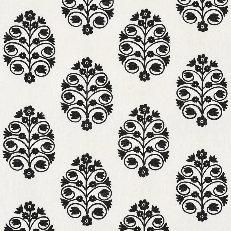 TALITHA EMBROIDERY fabric BLACKWORK color by Schumacher