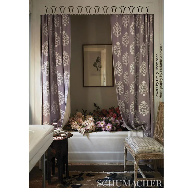 TALITHA EMBROIDERY Fabric – WISTERIA | Schumacher | Wallpape TALITHA EMBROIDERY fabric WISTERIA color by Schumacher
