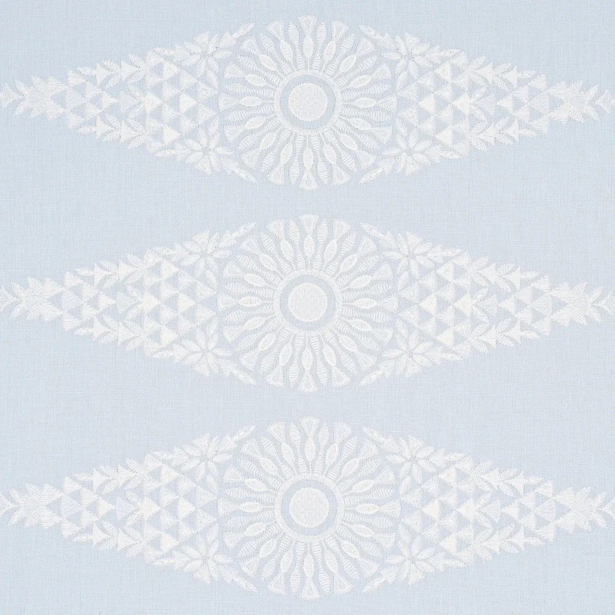 TASMIN EMBROIDERY Fabric – SOFT BLUE | Schumacher | Wallpape TASMIN EMBROIDERY fabric SOFT BLUE color by Schumacher
