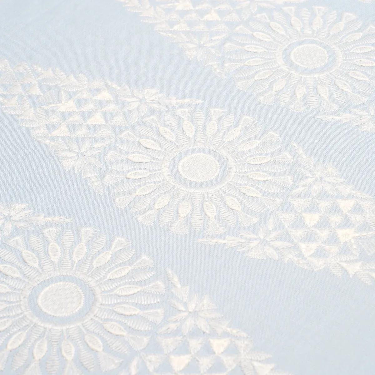 TASMIN EMBROIDERY Fabric – SOFT BLUE | Schumacher | Wallpape TASMIN EMBROIDERY fabric SOFT BLUE color by Schumacher