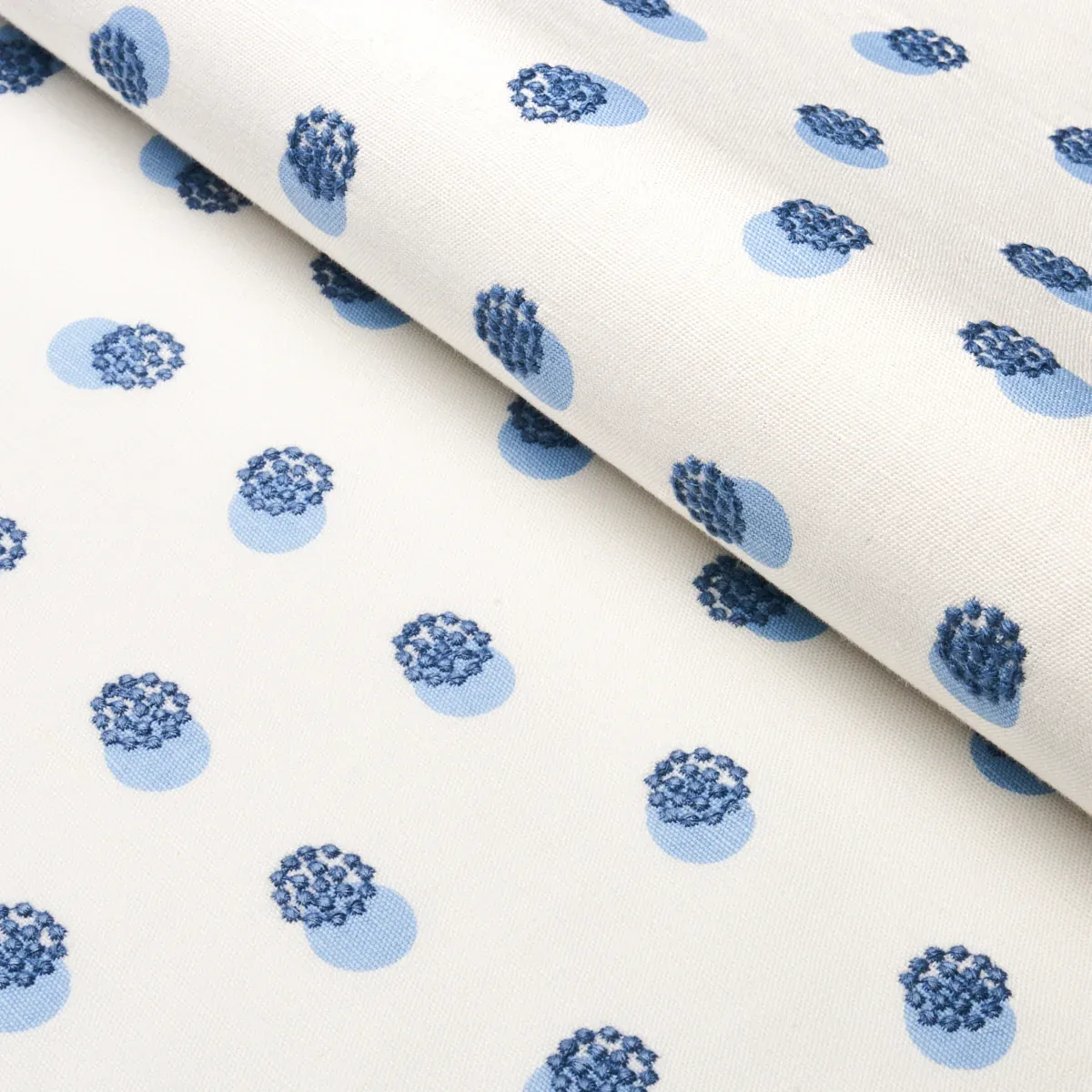 TAYLOR EMBROIDERY Fabric – BLUE ON IVORY | Schumacher | Wall TAYLOR EMBROIDERY fabric BLUE ON IVORY color by Schumacher