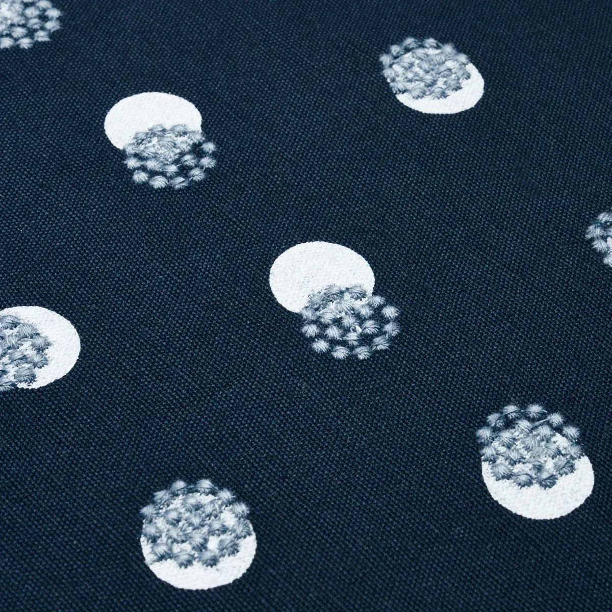 TAYLOR EMBROIDERY fabric SKY ON NAVY color by Schumacher