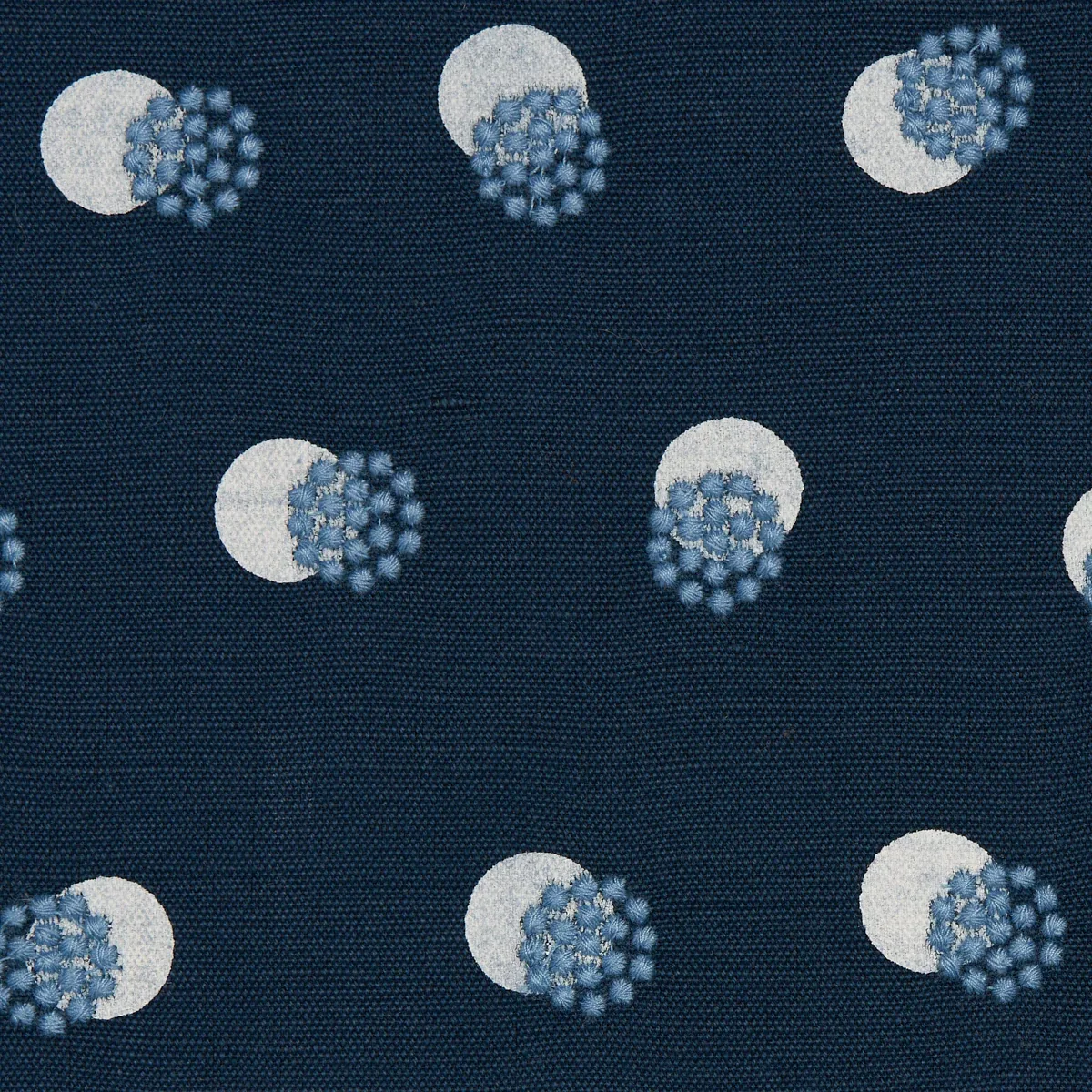TAYLOR EMBROIDERY fabric SKY ON NAVY color by Schumacher