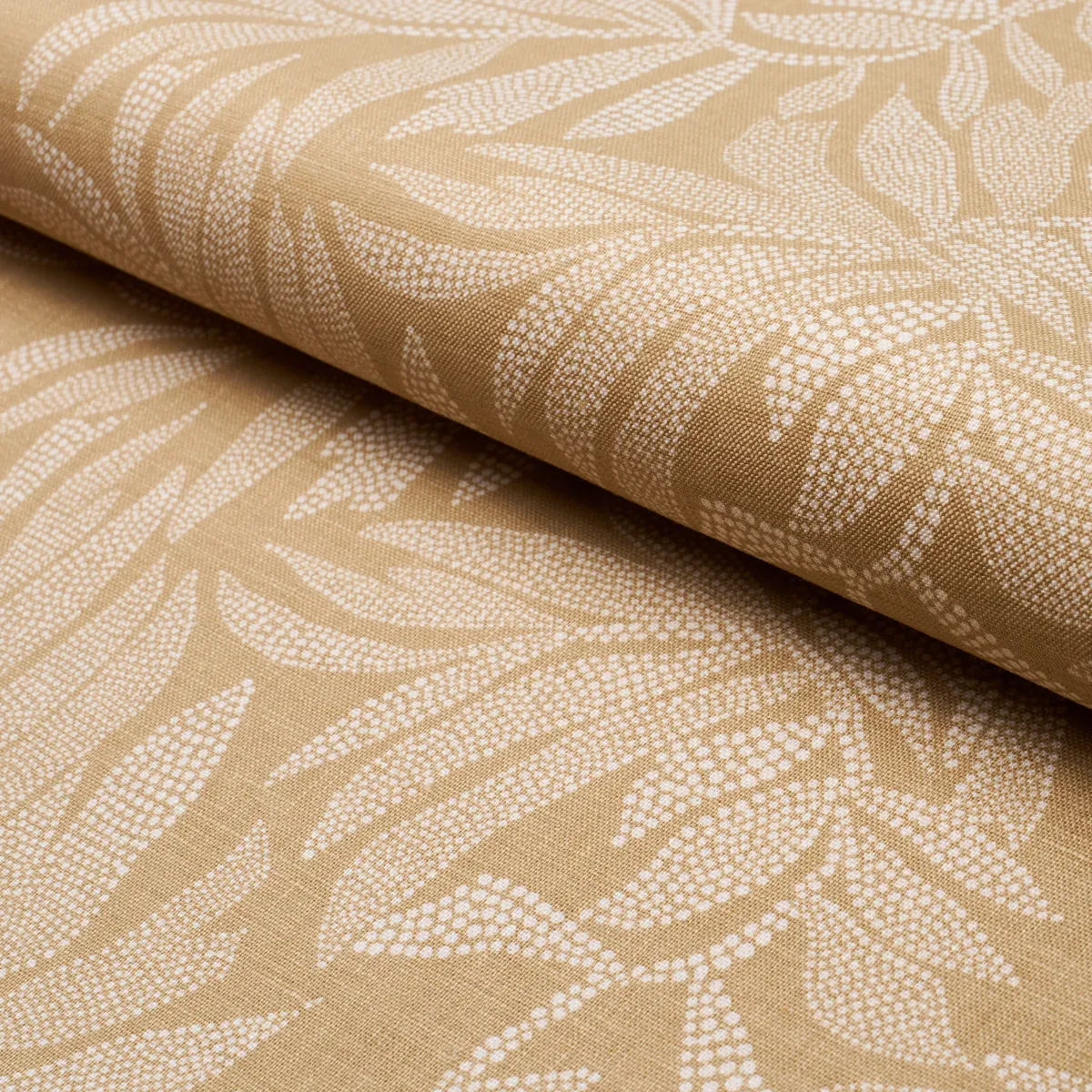 TAYRONA PALM MOSAIC fabric PLAYA DORADA SAND color by Schumacher