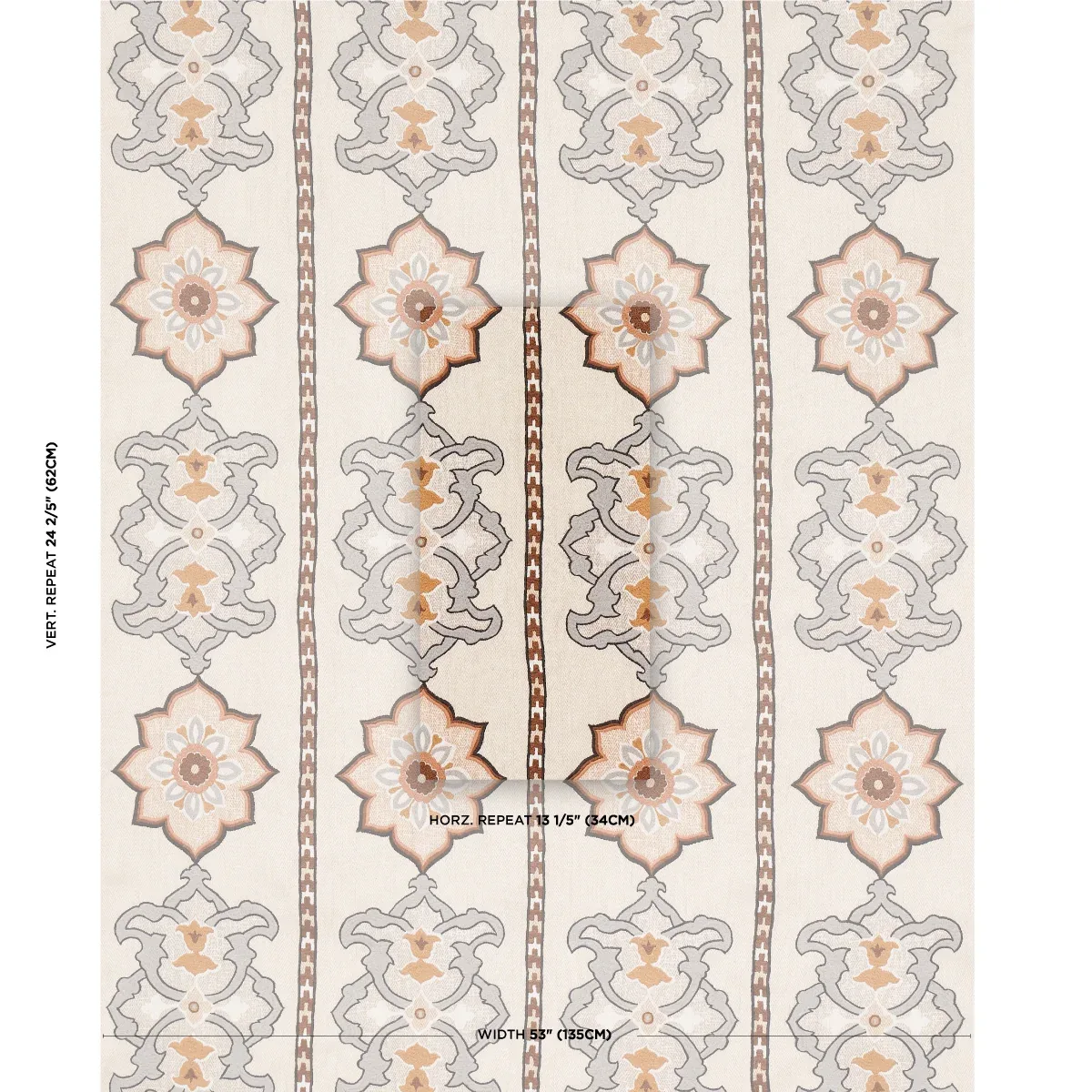 TEMARA HAND EMBROIDERED PRINT Fabric – NATURAL | Schumacher TEMARA HAND EMBROIDERED PRINT fabric NATURAL color by Schumacher