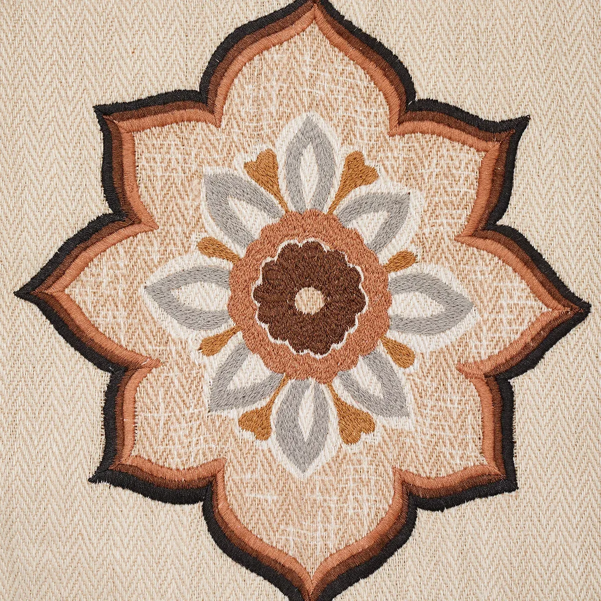TEMARA HAND EMBROIDERED PRINT Fabric – NATURAL | Schumacher TEMARA HAND EMBROIDERED PRINT fabric NATURAL color by Schumacher
