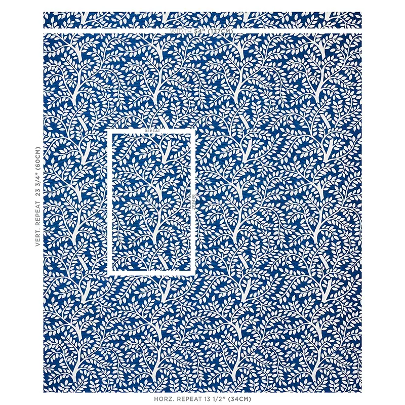 TEMPLE GARDEN II fabric BLUE color by Schumacher