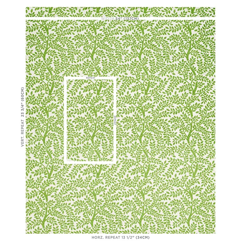 TEMPLE GARDEN II Fabric – GREEN | Schumacher | Wallpaper Twi TEMPLE GARDEN II fabric GREEN color by Schumacher