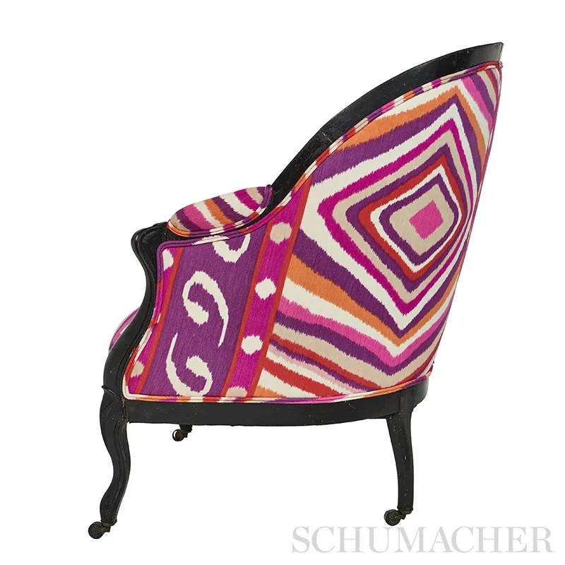Terence Ikat Fabric – MAGENTA | Schumacher | Wallpaper Twins Terence Ikat fabric MAGENTA color by Schumacher