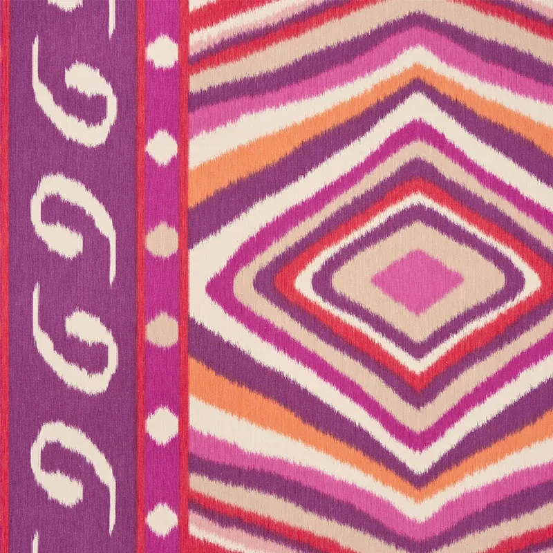 Terence Ikat fabric MAGENTA color by Schumacher
