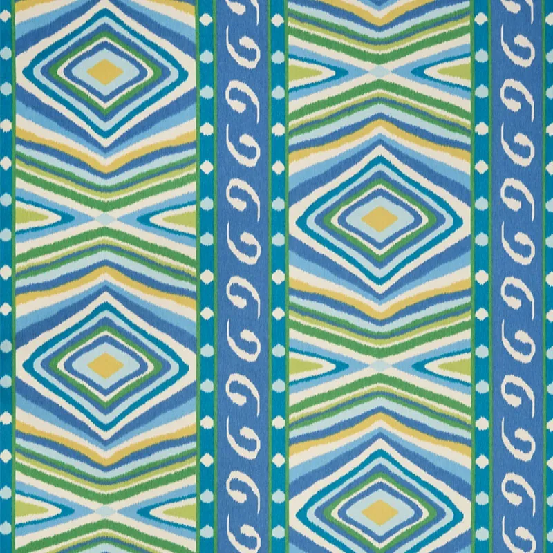 Terence Ikat Fabric – PEACOCK | Schumacher | Wallpaper Twins Terence Ikat fabric PEACOCK color by Schumacher