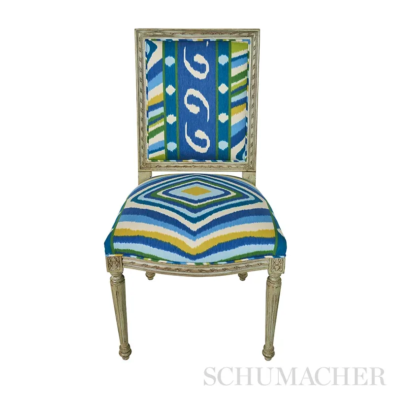 Terence Ikat Fabric – PEACOCK | Schumacher | Wallpaper Twins Terence Ikat fabric PEACOCK color by Schumacher