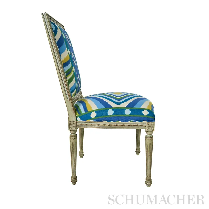 Terence Ikat Fabric – PEACOCK | Schumacher | Wallpaper Twins Terence Ikat fabric PEACOCK color by Schumacher