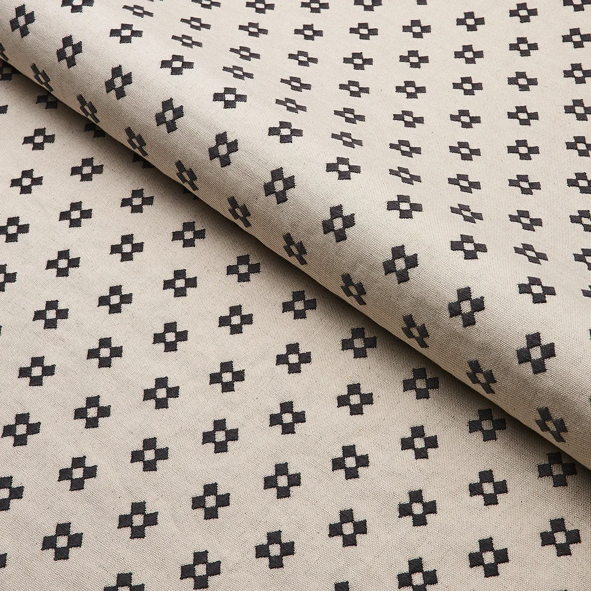 THANDIE EMBROIDERY Fabric – CARBON ON NATURAL | Schumacher | THANDIE EMBROIDERY fabric CARBON ON NATURAL color by Schumacher