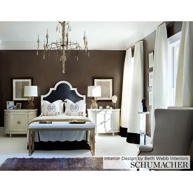 THAYER MATELASSÉ LINEN Fabric – ESPRESSO | Schumacher | Wall THAYER MATELASSÉ LINEN fabric ESPRESSO color by Schumacher