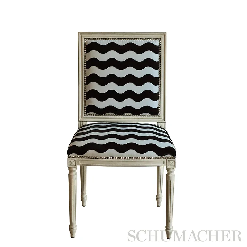 THE WAVE VELVET Fabric – BLACK | Schumacher | Wallpaper Twin THE WAVE VELVET fabric BLACK color by Schumacher
