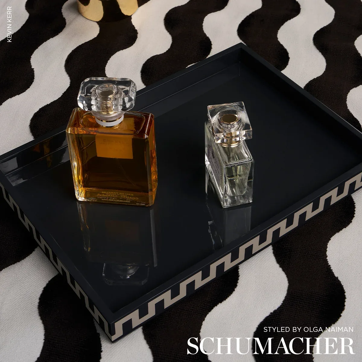 THE WAVE VELVET Fabric – BLACK | Schumacher | Wallpaper Twin THE WAVE VELVET fabric BLACK color by Schumacher