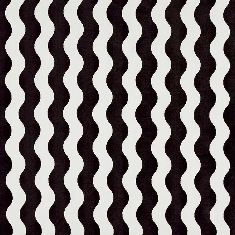 THE WAVE VELVET fabric BLACK color by Schumacher