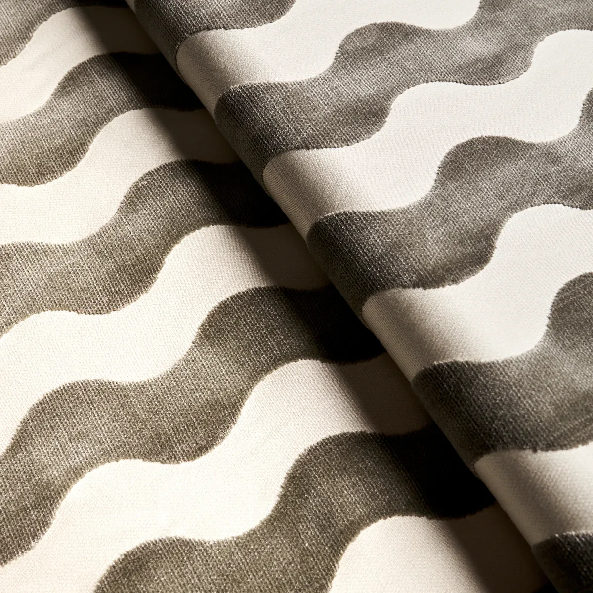 THE WAVE VELVET Fabric – GREY | Schumacher | Wallpaper Twins THE WAVE VELVET fabric GREY color by Schumacher