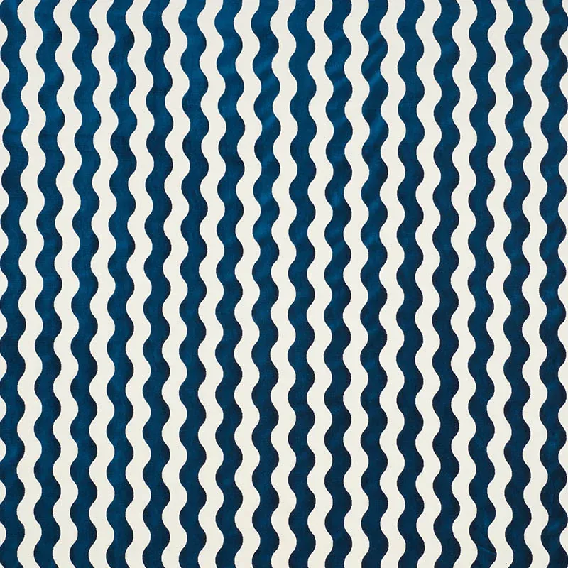 THE WAVE VELVET Fabric – NAVY | Schumacher | Wallpaper Twins THE WAVE VELVET fabric NAVY color by Schumacher