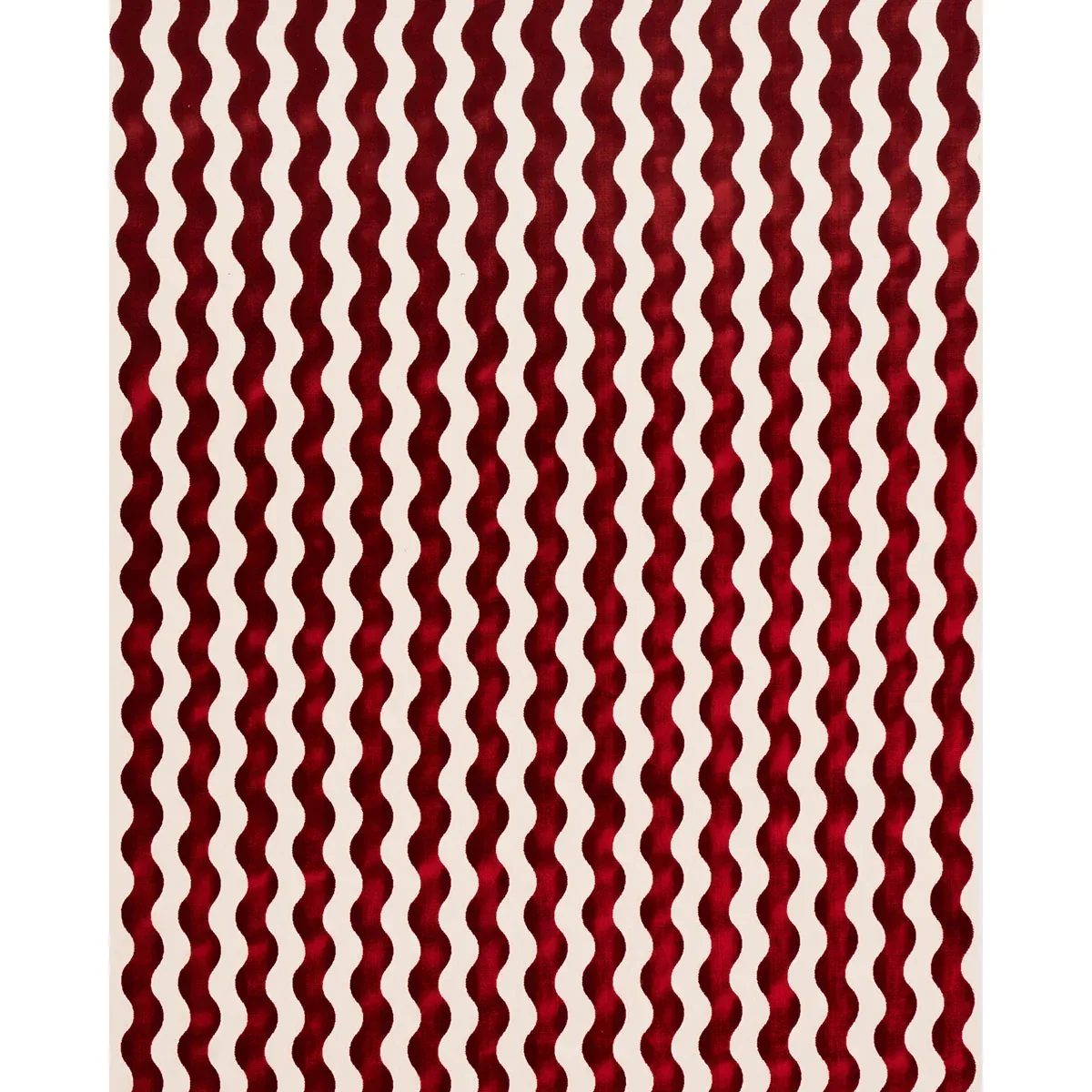 THE WAVE VELVET fabric RED color by Schumacher