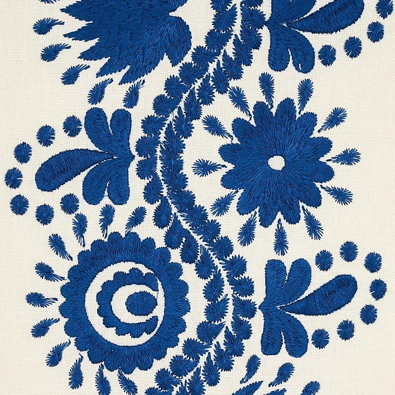 THEODORA EMBROIDERY fabric BLUE color by Schumacher