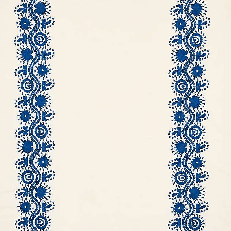 THEODORA EMBROIDERY fabric BLUE color by Schumacher