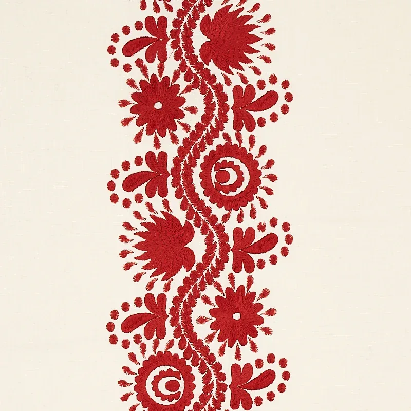 THEODORA EMBROIDERY fabric RED color by Schumacher