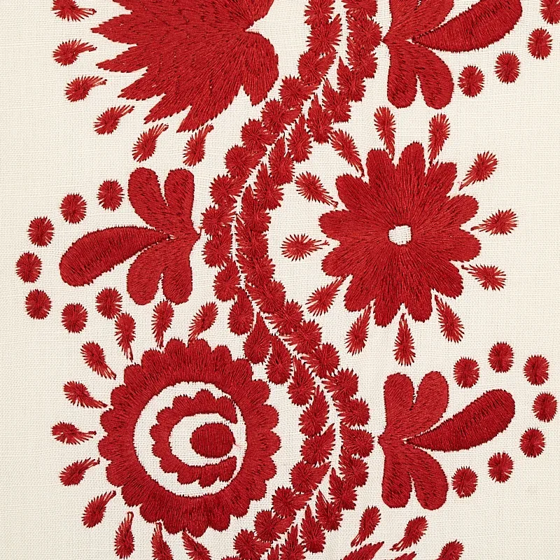 THEODORA EMBROIDERY fabric RED color by Schumacher