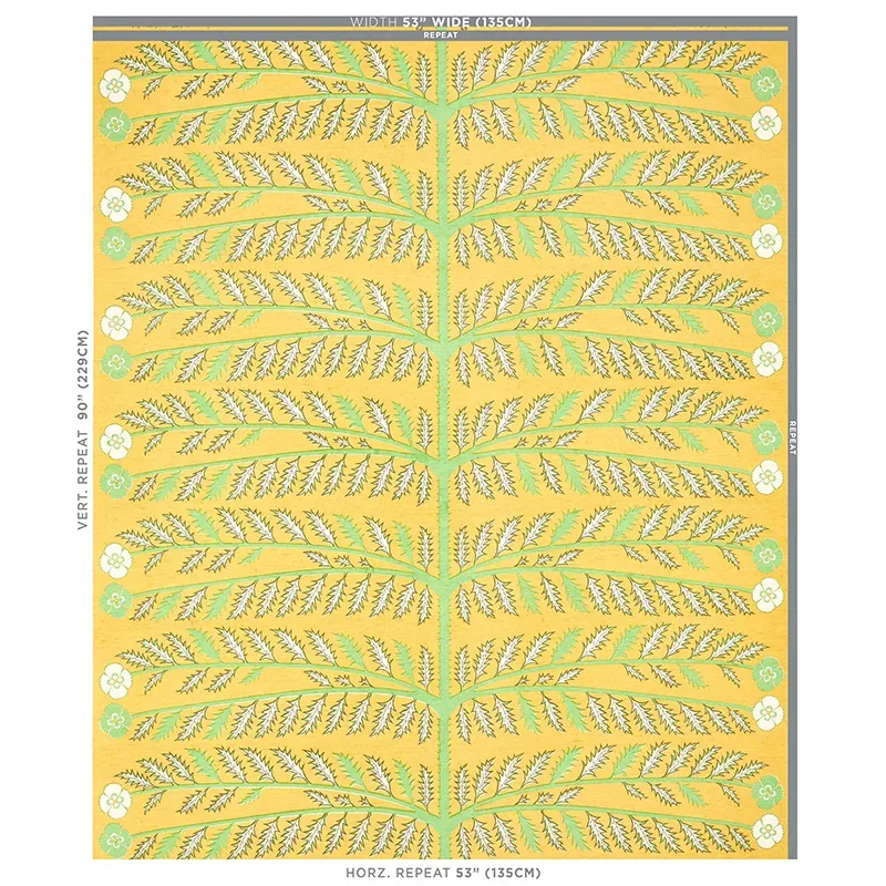 THISTLE Fabric – MUSTARD | Schumacher | Wallpaper Twins THISTLE fabric MUSTARD color by Schumacher