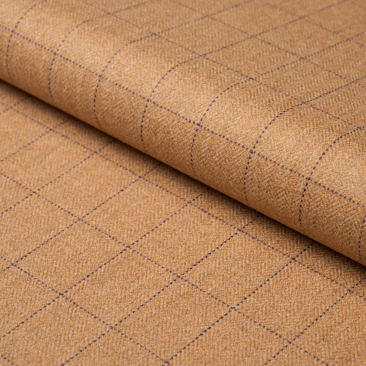 THOMPSON MERINO WINDOWPANE fabric CAMEL color by Schumacher